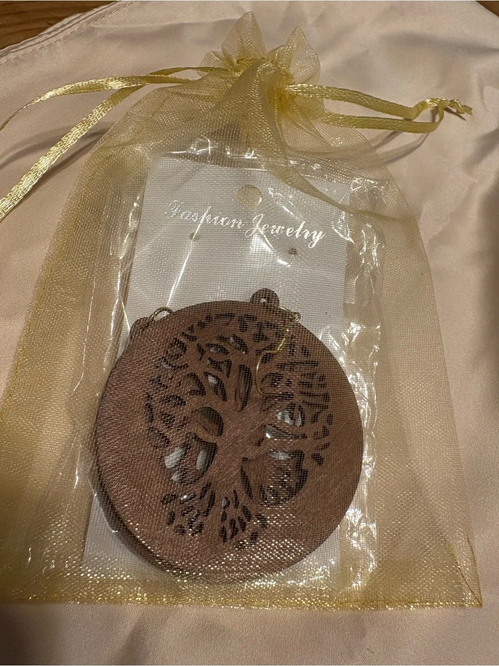 Boho Tree of Life Wooden Earrings Brown NWT